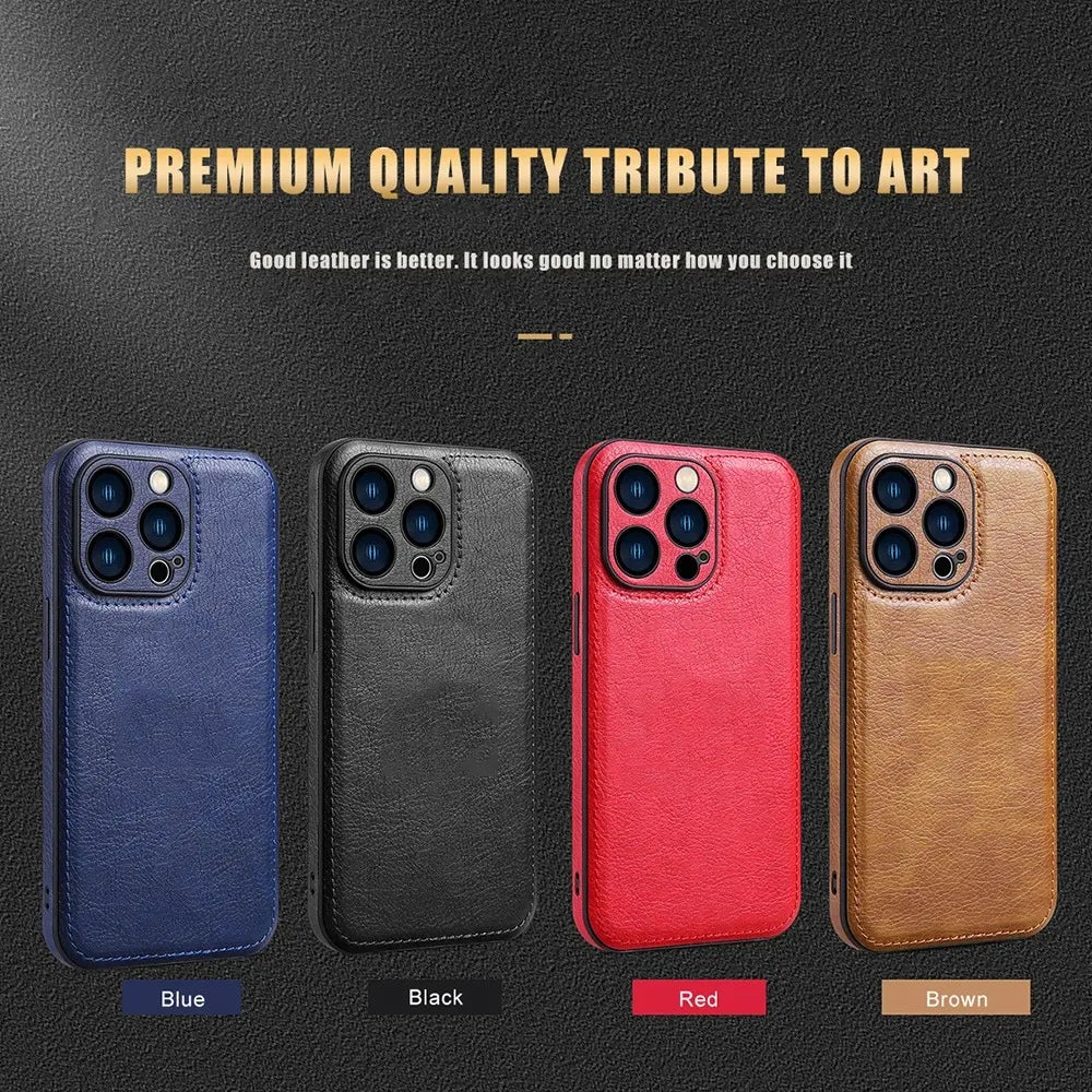 Soft Leather Case for iPhone 16 Pro Max Plus Ultra Thin Lens Protection iphone 16, 16 Pro Cover Coque