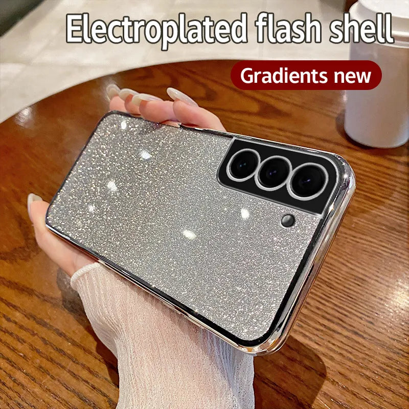 Girls Shiny Glitter Plating Silicone Ultra Soft Back Cover