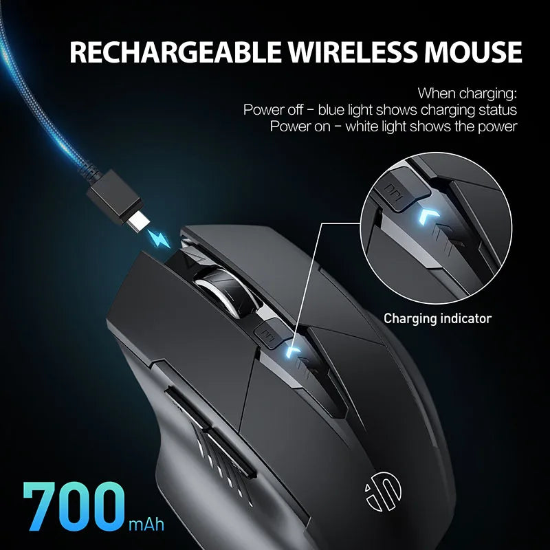 Ergonomic Rechargeable 2.4G Wireless Mouse 500mAh