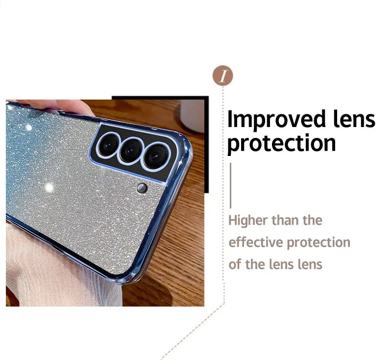 Girls Shiny Glitter Plating Silicone Ultra Soft Back Cover