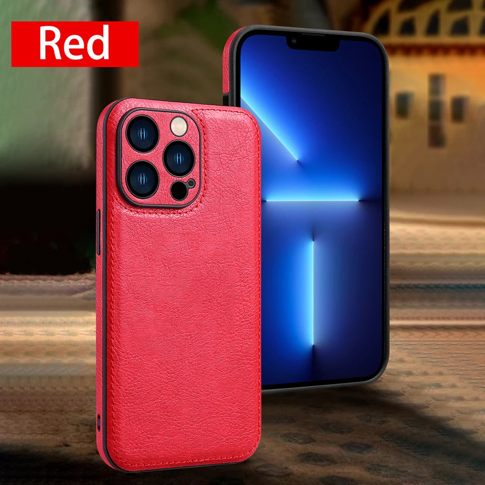 Soft Leather Case for iPhone 16 Pro Max Plus Ultra Thin Lens Protection iphone 16, 16 Pro Cover Coque