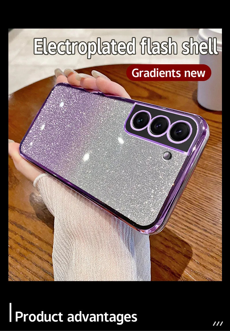 Girls Shiny Glitter Plating Silicone Ultra Soft Back Cover