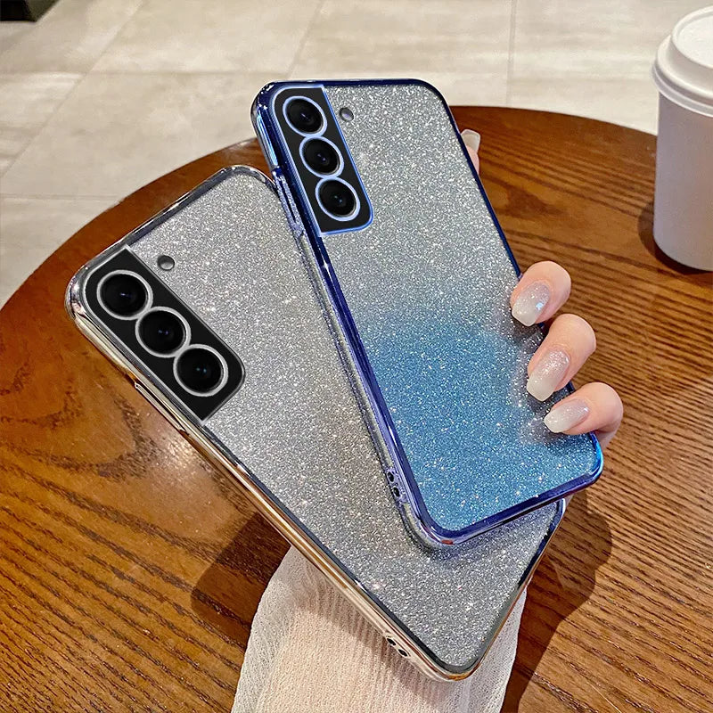 Girls Shiny Glitter Plating Silicone Ultra Soft Back Cover