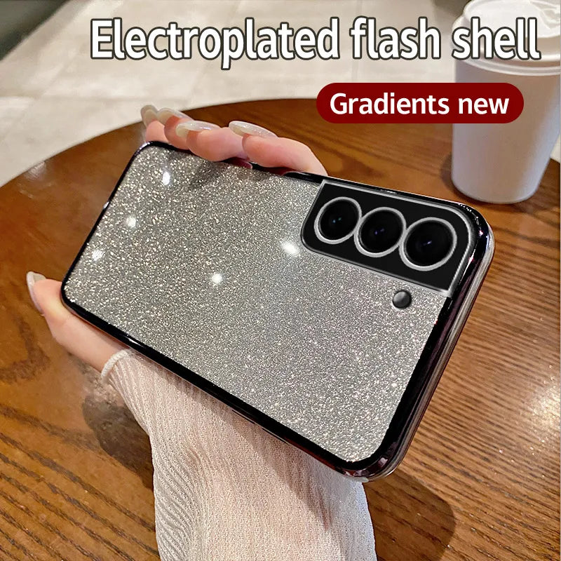 Girls Shiny Glitter Plating Silicone Ultra Soft Back Cover
