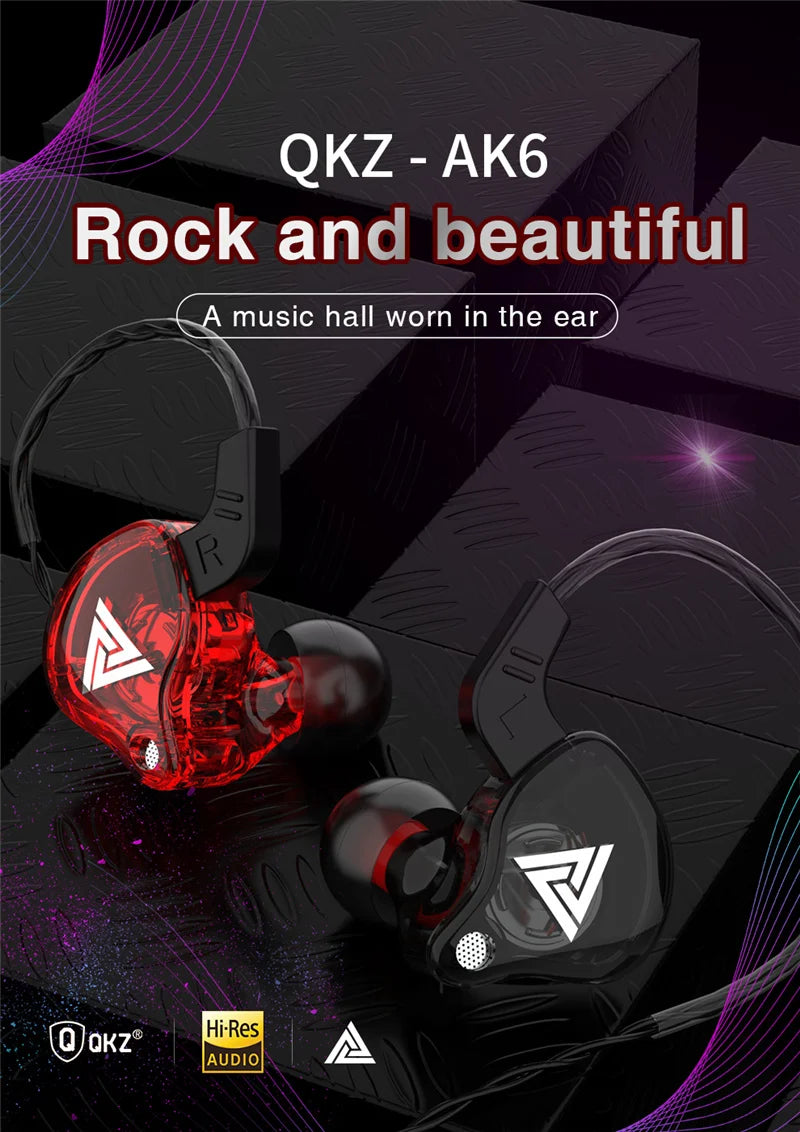 Original QKZ AK6 Copper Driver HiFi Wired Earphone