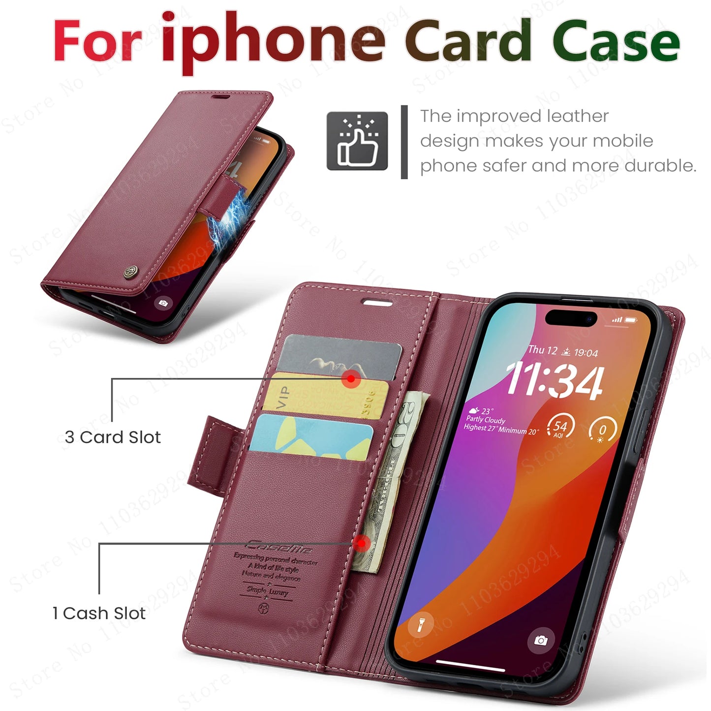 Leather Phone Case With Wallet cover