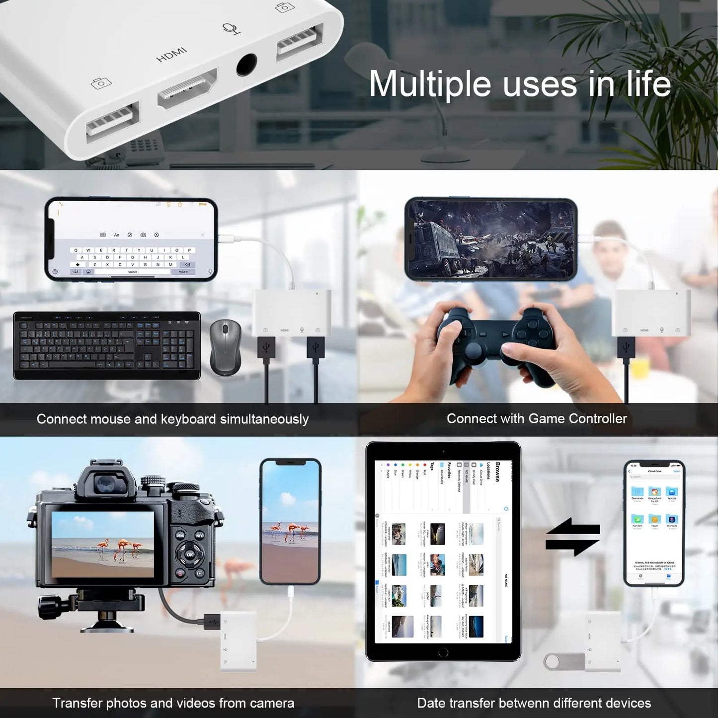 Light-ning to HDMI Adapter for iPhone iPad to TV