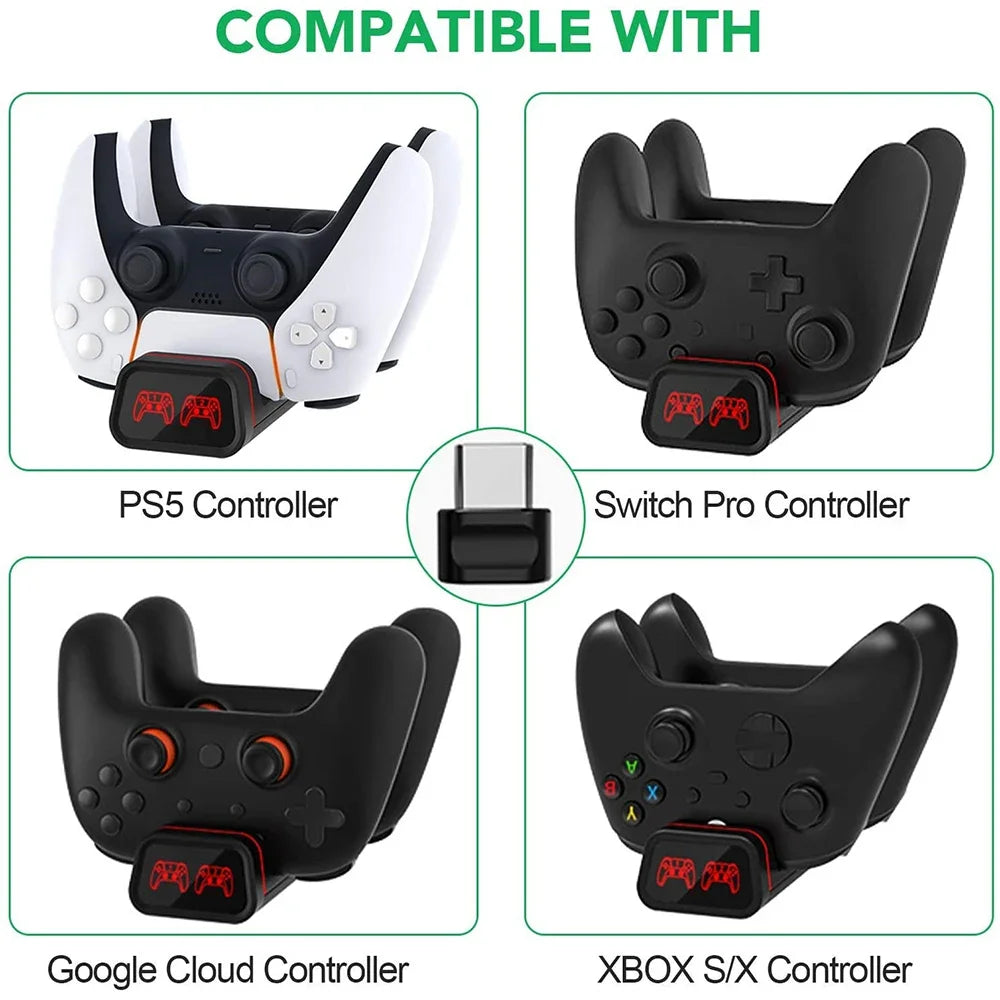 Dual Dock Handle Controller Charger Stand