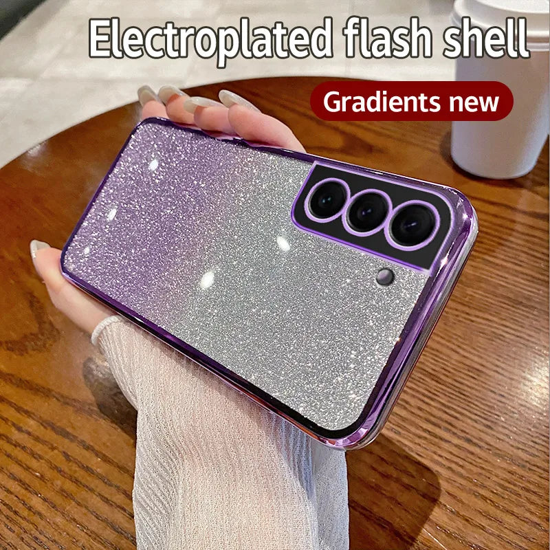 Girls Shiny Glitter Plating Silicone Ultra Soft Back Cover