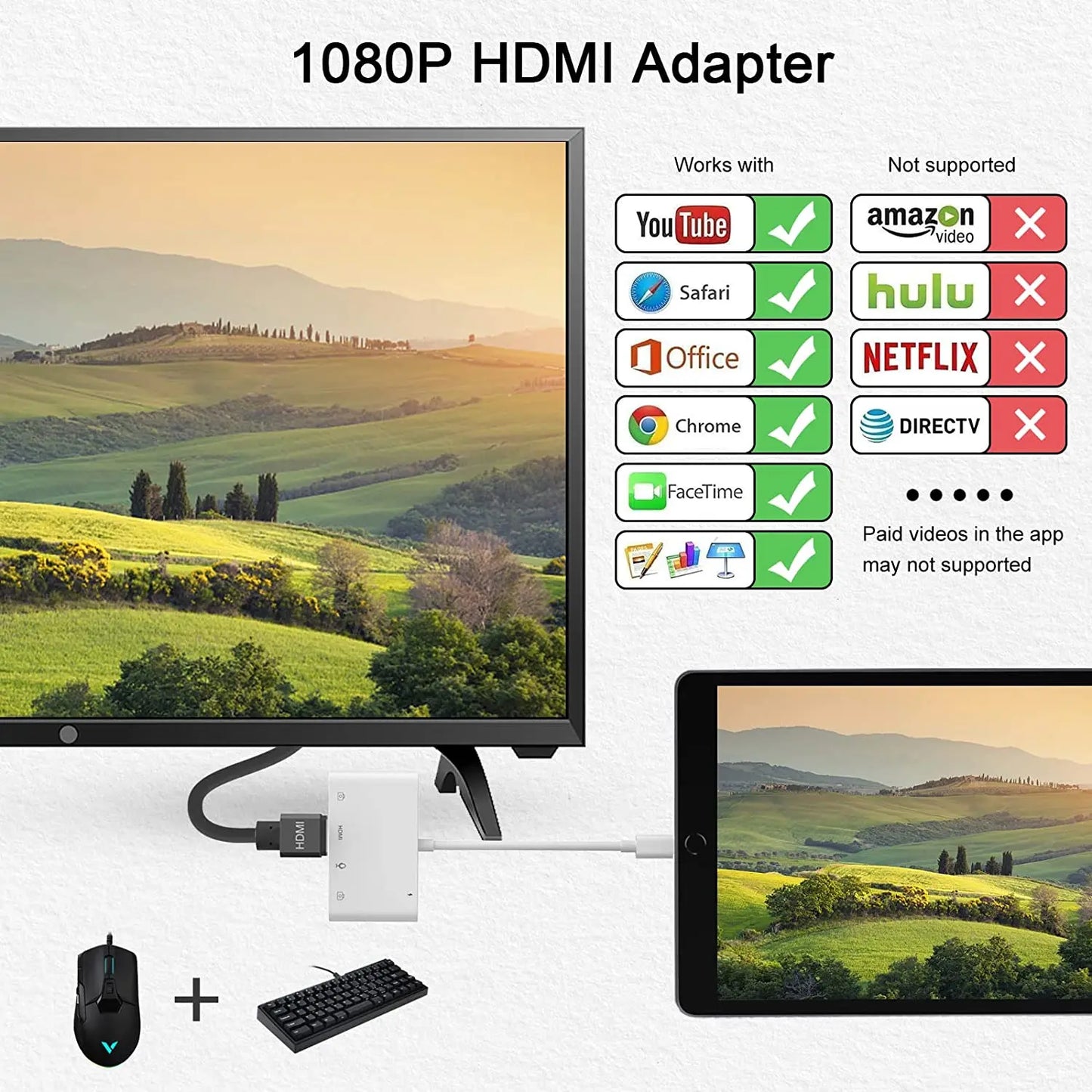 Light-ning to HDMI Adapter for iPhone iPad to TV