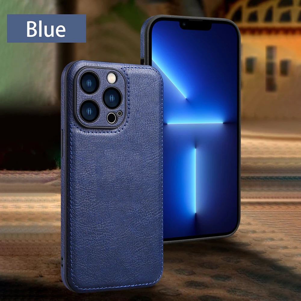 Soft Leather Case for iPhone 16 Pro Max Plus Ultra Thin Lens Protection iphone 16, 16 Pro Cover Coque
