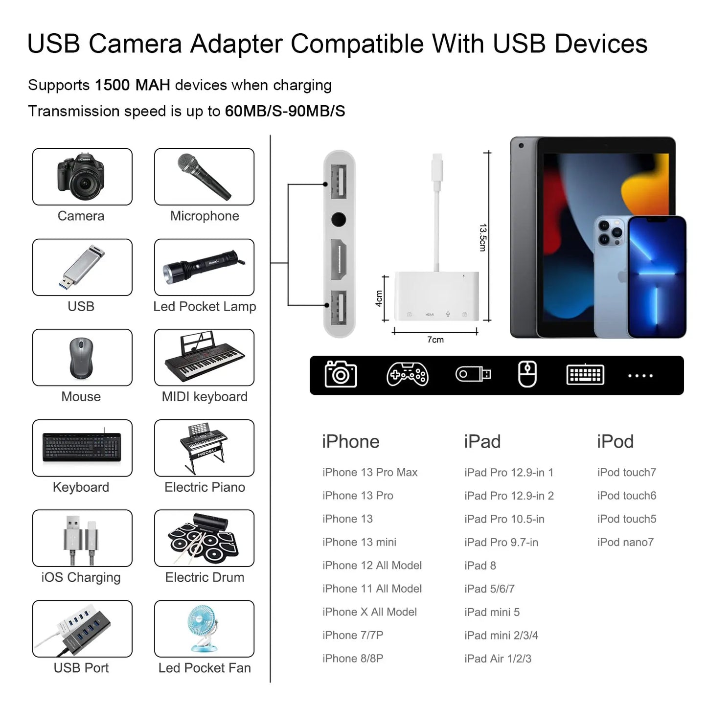 Light-ning to HDMI Adapter for iPhone iPad to TV