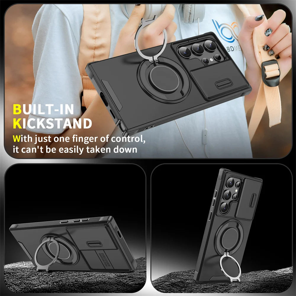 Slide Camera Protection Magnetic Stand Phone Defender Cover