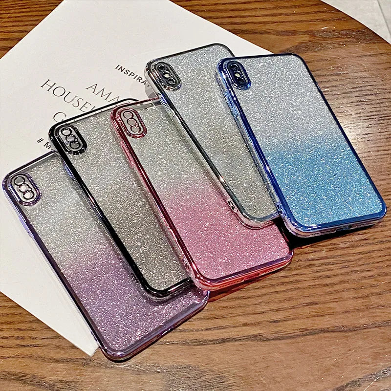 Girls Shiny Glitter Plating Silicone Ultra Soft Back Cover