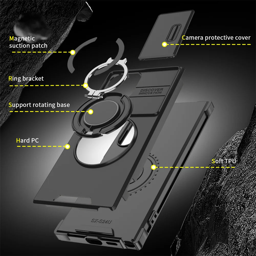 Slide Camera Protection Magnetic Stand Phone Defender Cover