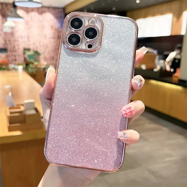 Girls Shiny Glitter Plating Silicone Ultra Soft Back Cover