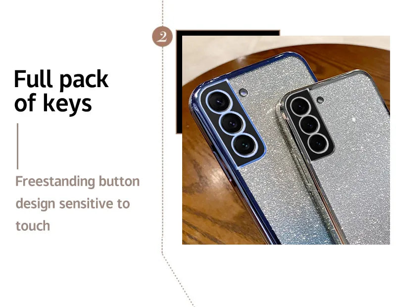 Girls Shiny Glitter Plating Silicone Ultra Soft Back Cover