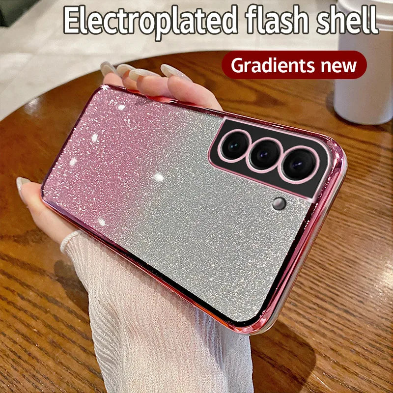 Girls Shiny Glitter Plating Silicone Ultra Soft Back Cover