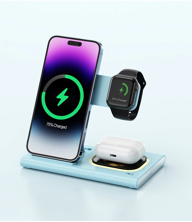 3 in 1 Wireless Charger Stand Pad For iPhone Buds Dock Station