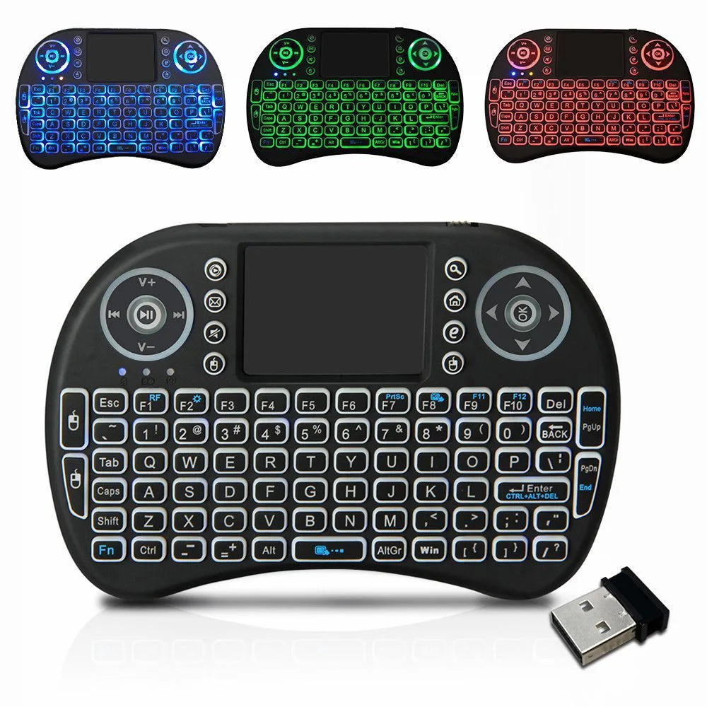 Backlit Mini Wireless Keyboard Mouse With Touchpad RGB
