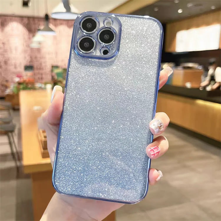 Girls Shiny Glitter Plating Silicone Ultra Soft Back Cover