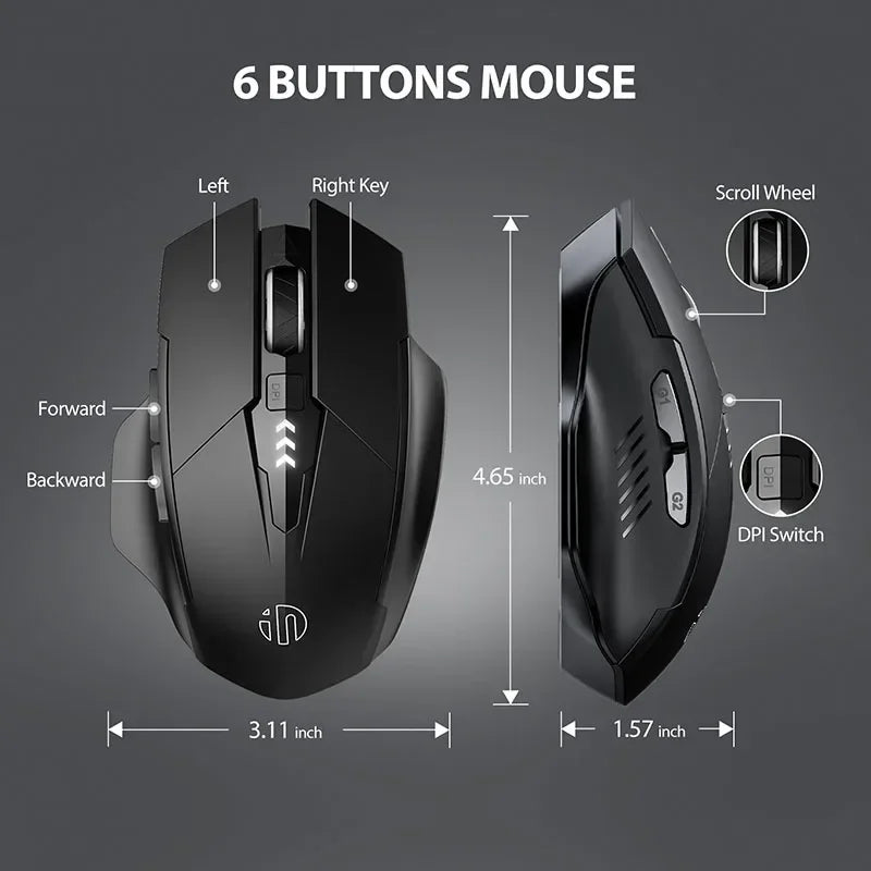 Ergonomic Rechargeable 2.4G Wireless Mouse 500mAh