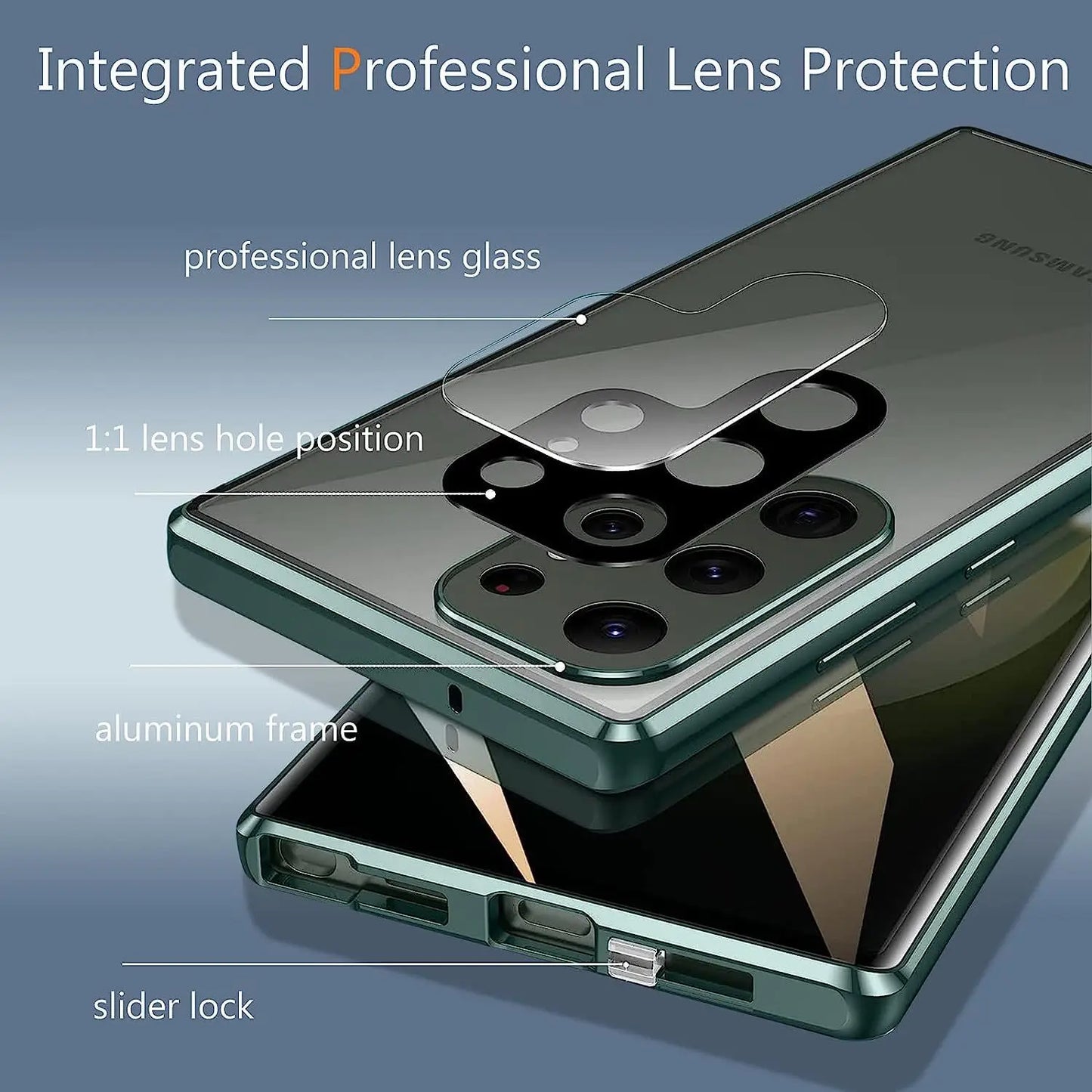 Metal Alloy 360° Screen Anti Peeping Glass Protection Cover