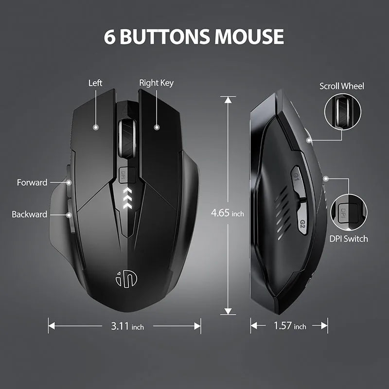 Ergonomic Rechargeable 2.4G Wireless Mouse 500mAh
