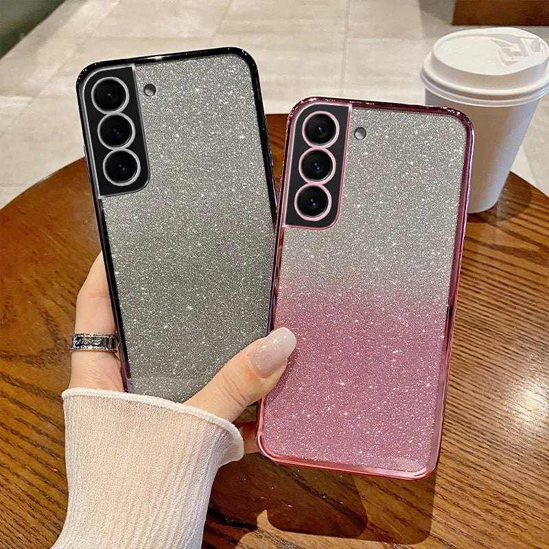 Girls Shiny Glitter Plating Silicone Ultra Soft Back Cover