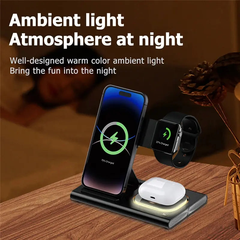 3 in 1 Wireless Charger Stand Pad For iPhone Buds Dock Station