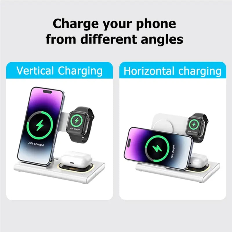 3 in 1 Wireless Charger Stand Pad For iPhone Buds Dock Station