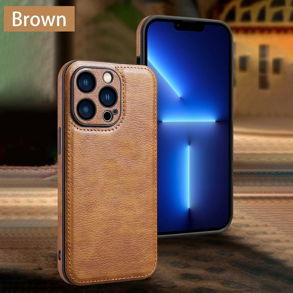 Soft Leather Case for iPhone 16 Pro Max Plus Ultra Thin Lens Protection iphone 16, 16 Pro Cover Coque