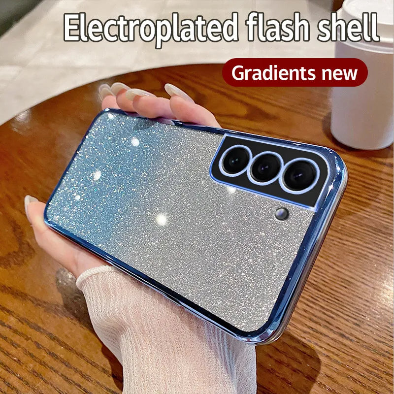 Girls Shiny Glitter Plating Silicone Ultra Soft Back Cover
