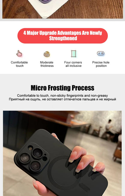 Luxury For Magsafe Wireless Charging Case For iPhone 15 11 13 12 14 Pro Max Plus Magnetic Phone Cases Lens Protector Matte Cover