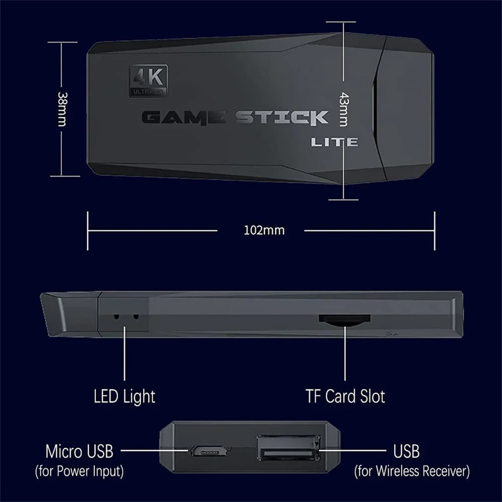 64GB 20000 Games Retro Video Game Consoles M8 Game Stick 4K 2.4G Wireless Console Dendy GameStick For GBA/MD/PS1 Children's Gift