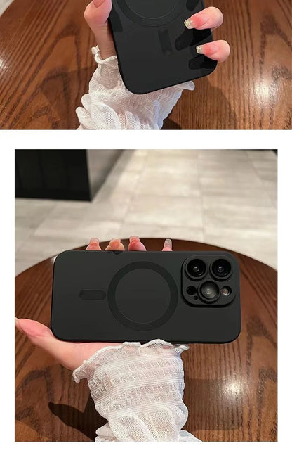 Luxury For Magsafe Wireless Charging Case For iPhone 15 11 13 12 14 Pro Max Plus Magnetic Phone Cases Lens Protector Matte Cover
