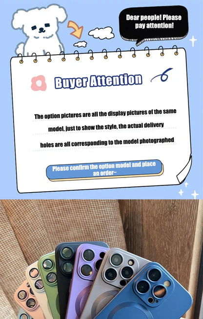 Luxury For Magsafe Wireless Charging Case For iPhone 15 11 13 12 14 Pro Max Plus Magnetic Phone Cases Lens Protector Matte Cover