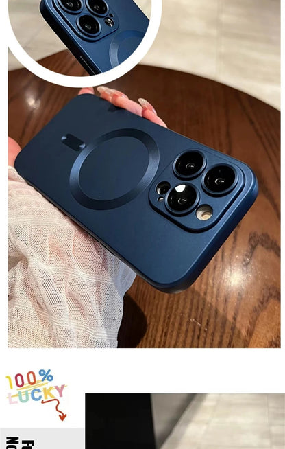 Luxury For Magsafe Wireless Charging Case For iPhone 15 11 13 12 14 Pro Max Plus Magnetic Phone Cases Lens Protector Matte Cover