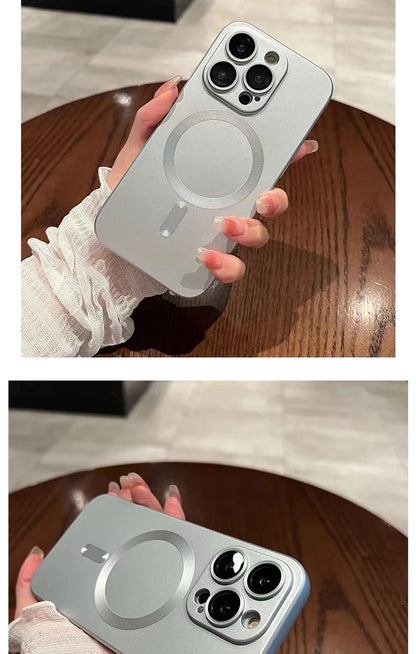 Luxury For Magsafe Wireless Charging Case For iPhone 15 11 13 12 14 Pro Max Plus Magnetic Phone Cases Lens Protector Matte Cover