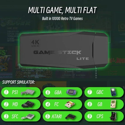 64GB 20000 Games Retro Video Game Consoles M8 Game Stick 4K 2.4G Wireless Console Dendy GameStick For GBA/MD/PS1 Children's Gift
