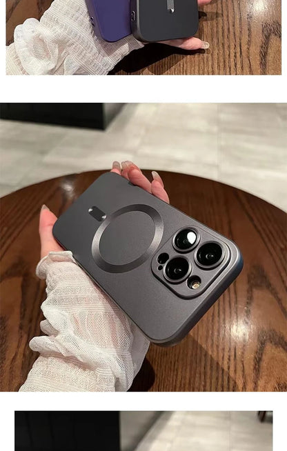 Luxury For Magsafe Wireless Charging Case For iPhone 15 11 13 12 14 Pro Max Plus Magnetic Phone Cases Lens Protector Matte Cover