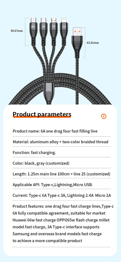 4 in 1 USB Type C Cable for iPhone